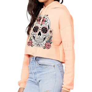 เสื้อครอปมีฮู้ดสำหรับผู้หญิงเสื้อครอปมีฮู้ดสีพื้นเสื้อครอปแขนสั้นลำลองสำหรับฤดูหนาวกำหนดได้เอง2024 - Product Image 1