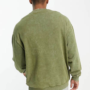 Haute qualité lavage à l'acide hommes col rond sweat solide impression motif hiver tissu plaine teint Technique sur mesure OEM sweats à capuche - Product Image 3