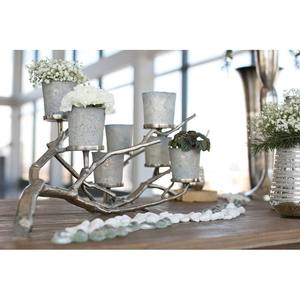 Bougeoir en aluminium rustique pour installation décorative nouveauté aspect poli à la main pour cadeau ou utilisation d'accent à la maison - Product Image 4