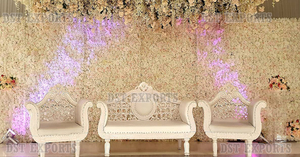 Conjunto de Sofás de Terciopelo Azul Premium para Decoración de Escenarios Walima, Sofá Italiano de Dos Plazas con Sillas para Recepciones de Boda, Comprar Conjunto de Sofás para Eventos - Product Image 4