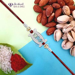 Arihant Gems & Jewels - Elegante Rakhi Unisex de Plata 925 para Hermano/Bhai/Bhaiya/Bro, Joyería Cultural Coleccionable con Rudraksha - Product Image 3