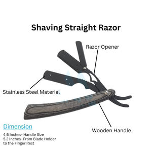 Venta al por mayor de suministros de peluquero profesional de acero inoxidable mango de madera maquinilla de afeitar recta de peluquero maquinilla de afeitar recta - Product Image 6