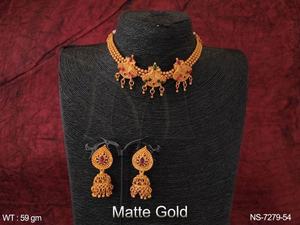 Ensemble de collier ras du cou en perles de style antique en or mat, bijoux fantaisie ethniques pour femmes et filles - Product Image 4