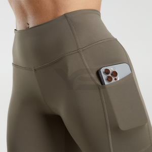 Ropa deportiva de cintura alta para mujer, mallas ajustadas para entrenamiento, diseño liso a la moda, logotipo personalizado, pantalones de gimnasio, mallas de Yoga informales - Product Image 6