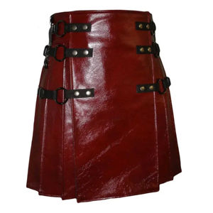Kilt de cuero negro hecho a medida para hombre, Kilt Real de cuero de vaca, venta al por mayor, accesorios para instrumentos musicales de Pakistán - Product Image 1