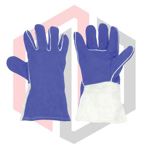 Guantes de Soldadura, Guantes Largos con Costuras de Kevlar, Azules, Personalizados, de Cuero, Antideslizantes, Resistentes a Desgarros, Transpirables, de Seguridad - Product Image 1