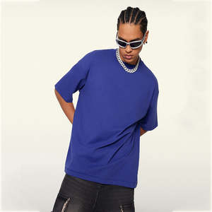 Surdimensionné en gros été 320g Spandex/Polyester respirant Boxy blanc goutte épaule formelle hommes T-shirts régulier sérigraphie - Product Image 1