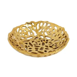 Customized Design Superior Quality Solid Aluminium Food Serving Platter Newest Round Shape Chocolate Candy Serving <b>Tray</b> Platters - Product Image 6