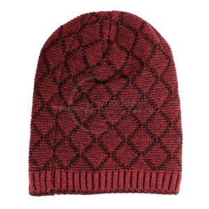 Venta al por mayor Unisex All Over Print Winter Beanie Sombreros Logotipo personalizado Acrílico de punto Puffed Beanie Sombreros - Product Image 4