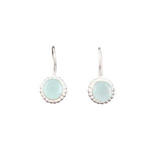Pendientes de Plata de Ley con Calcedonia Aqua, Hechos a Mano, Joyería Elegante con Piedra de Nacimiento de Mayo para Mujer, Chapados en Oro, Certificados por IGI - Product Image 3