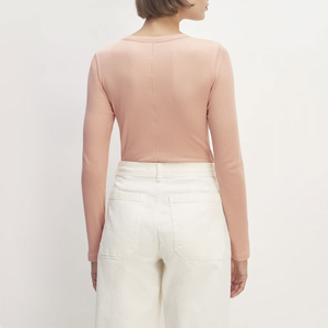 Vente en gros logo personnalisé à la mode femmes T-shirts à manches longues décontracté vêtements confortables 100% coton femmes T-shirts à manches longues - Product Image 3