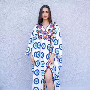 2025 été dames Boutique vêtements personnalisé longue haut de gamme Maxi Floral brodé femmes ethnique Boho Festival robe de chambre - Product Image 1