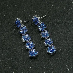 Boucles d'oreilles Moissanite en plaqué or blanc 14 carats, taille poire, bijoux hindous vintage 15g - Product Image 2