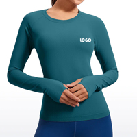 T-shirts de sport pour femmes, imprimés, écologiques, à séchage rapide, respirants, anti-rides, pour yoga, course à pied, manches longues, en spandex/polyester, pour jeunes