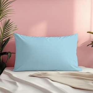 Taie d'oreiller de luxe bleue en polycoton 50x70cm pour hôtel, durable, rectangulaire, motif uni tissé pour usage domestique - Product Image 2