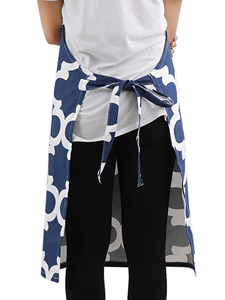 Delantal estampado algodón 100% sin mangas enrejado Azul Marino - Product Image 2
