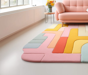 Laine colorée tuftée à la main Style moderne abstrait Rectangle doux 4*6 tapis à poils hauts pour bureau à domicile salon chambre d'enfants - Product Image 3