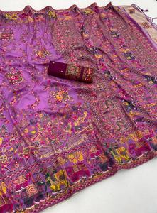 Exclusive Designer Look Soft Silk Material <b>Saree</b> with Elegant <b>Blouse</b> Stylish Ethnic Latest Trendy Indian Modest Party Wear Women - Product Image 6