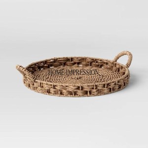 Magnifique Look Unique Fantaisie Designer Forme Ronde Rotin Fait Plateau Avec 5 Compartiment Et Couvercle Supérieur Fruits Secs Plateau De Service Fournitures - Product Image 2