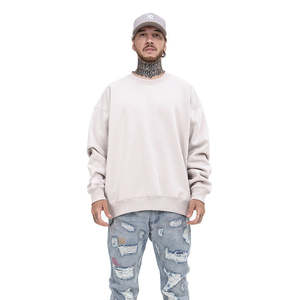 เสื้อสเวตเตอร์คอกลมสีเบจโอเวอร์ไซส์สำหรับผู้ชายทรงหลวมแบบลำลองแขนยาวแบบสวมหัวสไตล์ฮิปฮอปผ้าคอตตอนเนื้อนุ่มผสมสำหรับฤดูใบไม้ร่วง - Product Image 1