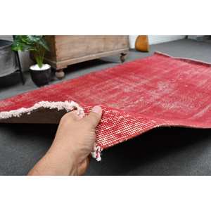 พรมขนสัตว์สไตล์โบฮีเมียนสไตล์วินเทจสไตล์โบฮีเมียนสีแดงขนาด4.4x8ฟุตลายพื้นที่ขนาดใหญ่สำหรับห้องโถงห้องนอนยางขนาด10มม. สำหรับข้างเตียง - Product Image 3