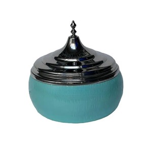 Bleu ciel avec marmite en acier inoxydable avec couvercles casserole en verre faite à la main - Product Image 6