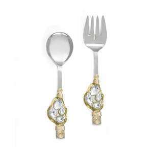 Best Quality Stainless Steel Silverware <b>Salad</b> <b>Server</b> With Designer Beaded Handles For Kitchenware Hotel Restaurantware Supply - Product Image 3