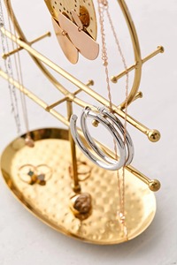 Soporte de joyería de oro de diseño Redondo, perfecto para exhibir anillos, pendientes y pulseras, ideal para decoración del hogar y regalos - Product Image 2