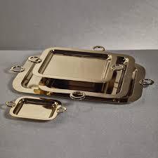 Plateaux de service en laiton abordables Taille personnalisée Plateau de service de vaisselle unique Décoratif en acier inoxydable Caractéristiques en laiton pour un usage domestique - Product Image 3