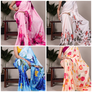 Collection de vêtements de fête de mariage Saree traditionnel en satin de soie imprimé de haute qualité chemisier non cousu pièce indienne pakistanaise 2025-26 - Product Image 4