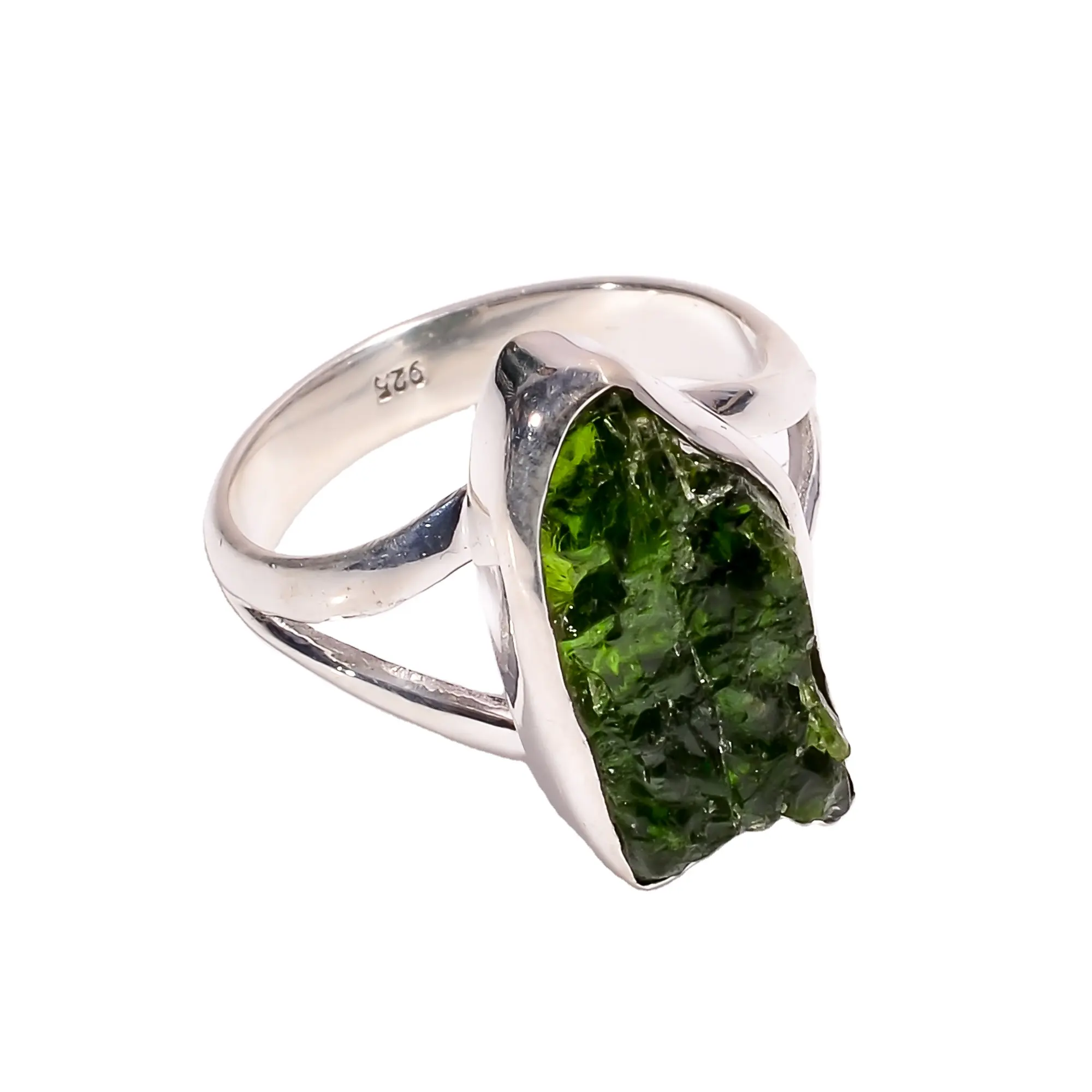 Bague pour femmes, pierre grenat verte brute, argent Sterling 925, livraison gratuite