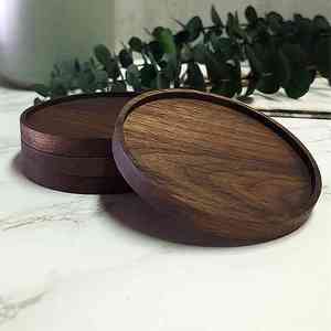 Custom Logo Wooden <b>Coasters</b> Walnut Sheesham Handcrafted High Quality Exporter from India - Product Image 6