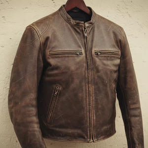 Chaqueta Bomber de Cuero SCOTTIE para Hombre - Chaqueta Casual con Cierre, Lavada, Recubierta, de Nailon Ecológico No Tejido, para Otoño - Product Image 5