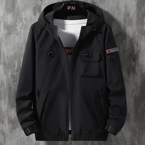 แจ็กเก็ตกันลมลำลองสำหรับผู้ชาย, เสื้อโค้ทซิปมีหลายกระเป๋าสีกากีสีดำสีแดงไซส์ใหญ่พิเศษสำหรับฤดูใบไม้ผลิฤดูใบไม้ร่วง - Product Image 3