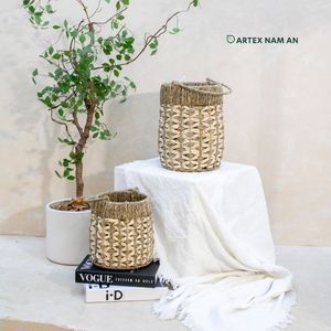 Juego de 2 linternas de algas marinas hechas a mano ecológicas con hoja de palma para el hogar y la boda - Product Image 2