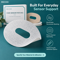 Patch adhésif pour capteur CGM RECOO, respirant, non tissé, formes prédécoupées pour moniteur de glucose continu, OEM