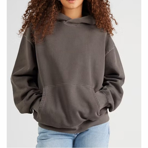 Poids lourd 80% coton 20% Polyester haute qualité surdimensionné goutte épaule 380 GSM lavé fermeture éclair doublé polaire hommes à capuche - Product Image 6