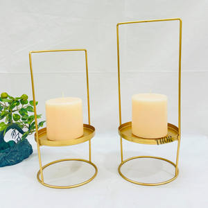 Ensemble de 2 bougeoirs métalliques dorés pour la décoration de la maison Diwali Gifting Christmas Bedroom 12 Inch Gold - Product Image 3