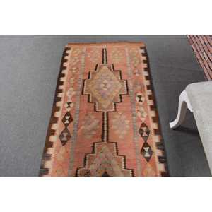 Tapis de couloir KayraHome vintage turc orange en laine persane patchwork, avec support en latex écologique, poils moyens, 2,8x9,2 pieds - Product Image 4