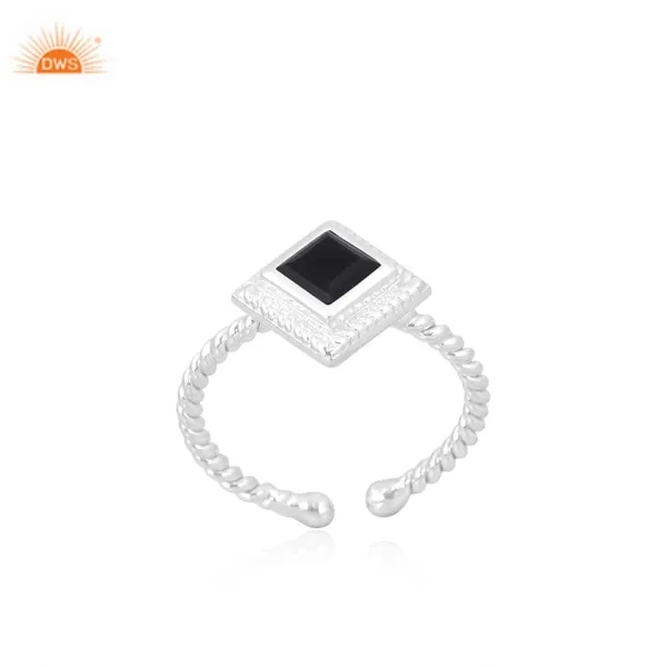 Cincin desainer batu permata Onyx hitam 925 perak murni setiap acara perhiasan halus produsen perhiasan kustom
