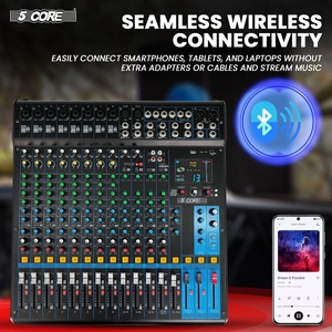 5 Core Audio Mixer 16 Channel DJ Soundboard <b>USB</b> Interface <b>Bluetooth</b> Mixing Console w 24 SPX Effect - Product Image 3