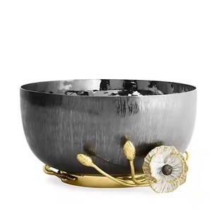 Tableware Hand Hammered Serving Bowl Gold Leaf Round Shape Salad Bowl for Kitchen Hotel <b>Table</b> Top - Product Image 6