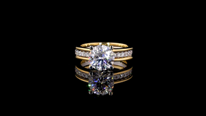 Lab Grown Diamond Solid Gold Bridal <b>Ring</b> Set Round Solitaire Eternity Wedding <b>Band</b> (3-in-1 Wear) Engagement Anniversary Gift - Product Image 4