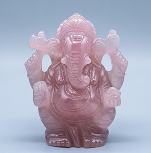 Sculpté à la main cadeau d'affaires Ganesha Statue Figurine Quartz Rose pierre précieuse semi-précieuse artisanat gravé en Inde cristal de guérison - Product Image 2