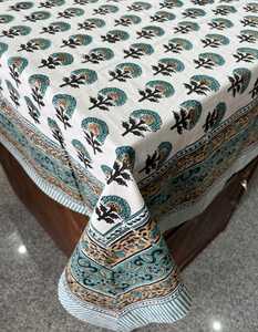 Nappe en coton 100% écologique imprimée à la main, design artisanal floral moderne, couverture lavable personnalisable - Product Image 3