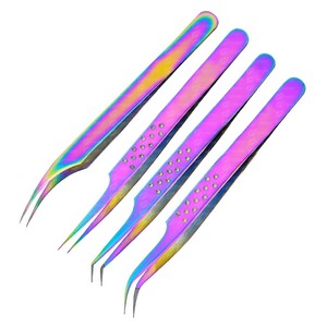 Ensemble de pinces à épiler d'extension de cils de volume russe pince à épiler non corrosive en acier inoxydable robuste et durable belles couleurs mates - Product Image 2