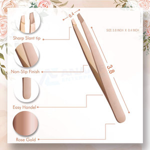 Latest Style Slanted Tip Stainless Steel Eyebrow Tweezers Private Label Beauty <b>Tool</b> for Eyebrow Clipping ANAAIF - Product Image 2