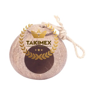 Handmade Eco-friendly Coconut Shell Bird Houses Vietnam Origin Hanging Bird Nesting <b>Cage</b> Wood Metal <b>Animal</b> Pattern Button - Product Image 1