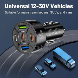 Cargador Rápido para Auto LED con Doble USB QC3.0/PD3.0, 12V-36V 3.1A, 2 Puertos USB-C, Ecológico, Impermeable, de Plástico, para Motocicleta y Vehículo - Product Image 2