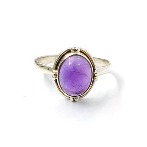 แหวนอเมทิสต์ทันสมัยสไตล์ลำลอง (3.1 กรัม) ชุบทอง 18K ดีไซน์สวยงามทันสมัย เหมาะสำหรับเป็นของขวัญ ประดับขอบด้วยวัสดุอัลลอย - Product Image 1